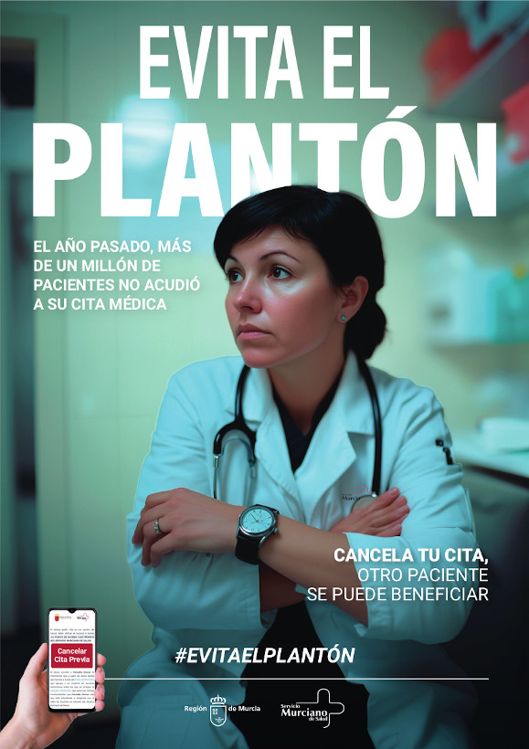 Evita el plantón. El año pasado más de un millón de pacientes no acudió a su cita médica. Cancela tu cita. Otro paciente se puede beneficiar. Cartel 2