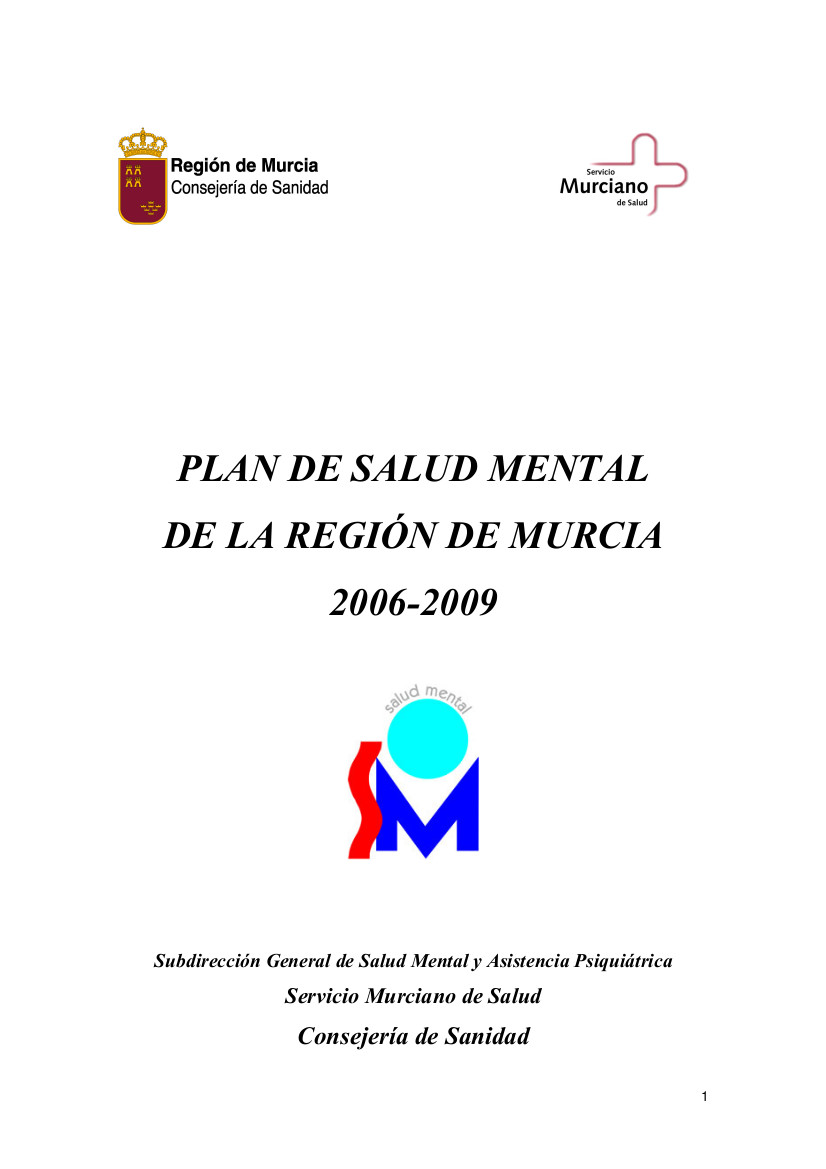 Plan de Salud Mental de la Región de Murcia 2006-2009